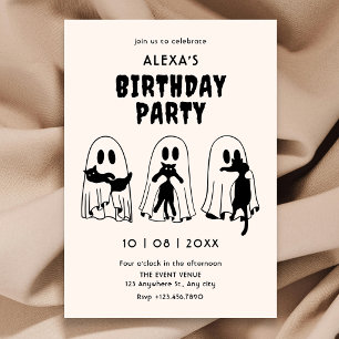 black Cat ghost birthday Invitation