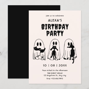 black Cat ghost birthday  Invitation