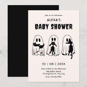black Cat ghost funny baby shower Invitation