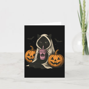 Black Cat Ghost Halloween Performance Card