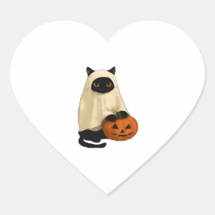 Black Cat Ghost with Pumpkin Essential T-Shirt Heart Sticker