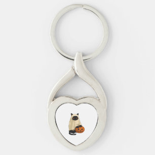 Black Cat Ghost with Pumpkin Essential T-Shirt Key Ring