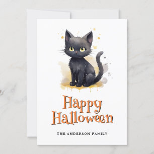 Black Cat Ghosts Jack O’Lanterns Halloween Card