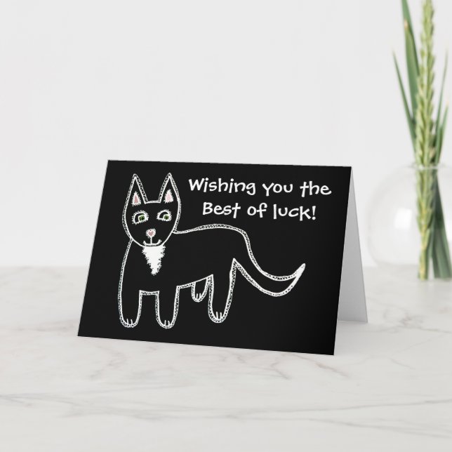 Black Cat Good Luck Card (Front)