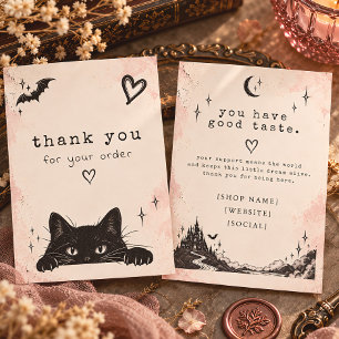 Black Cat Gothic Thank You Insert Card