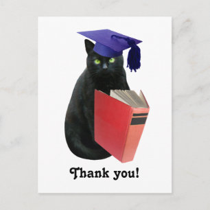 Black Cat Grad Thank You Postcard