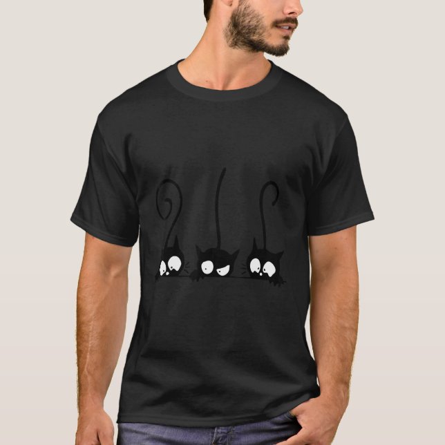 Black Cat  Graphic Print T-Shirt (Front)