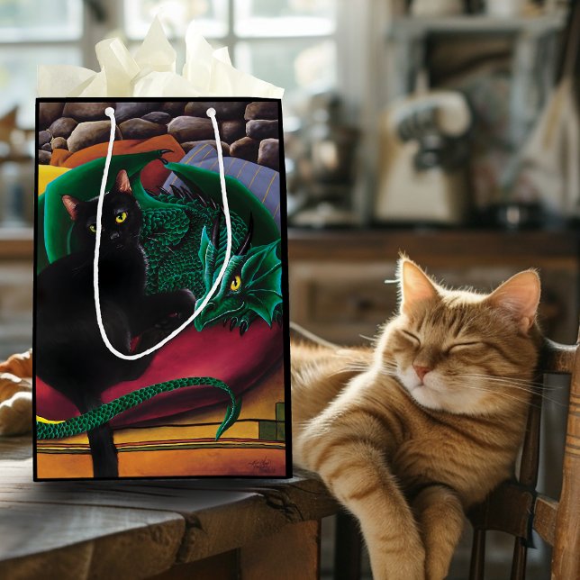 Black Cat Green Dragon Medium Gift Bag (Creator Uploaded)