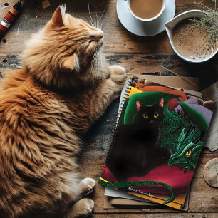 Black cat Green Dragon Notebook