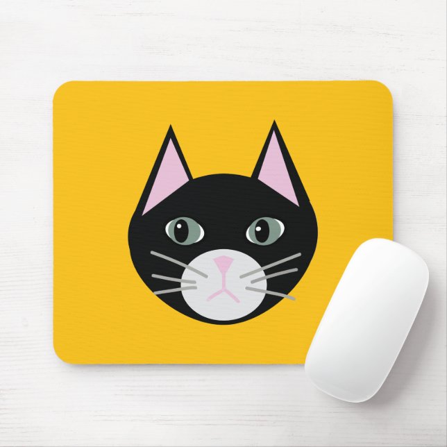 Black cat green eyes mouse pad (With Mouse)