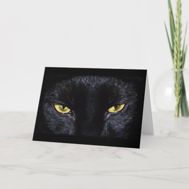 Black Cat Greeting Card (Front)