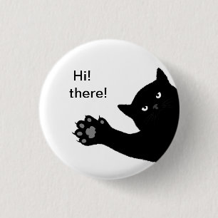 Black Cat Greeting Small Can Badge 3.175cm Round C