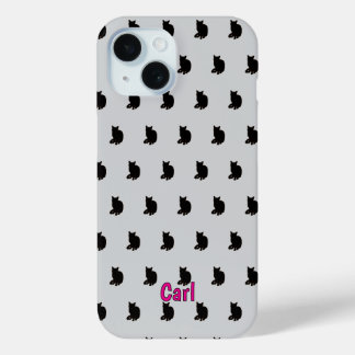 Black Cat (Grey) iPhone 15 Case