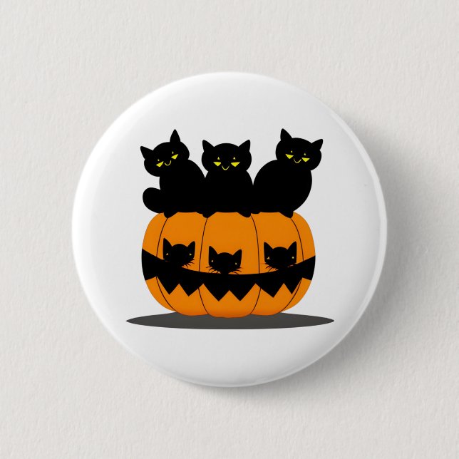 Black cat Halloween   6 Cm Round Badge (Front)