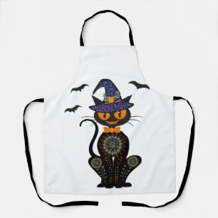 Black Cat Halloween Apron
