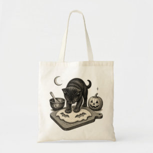 Black Cat Halloween Baking Tote Bag