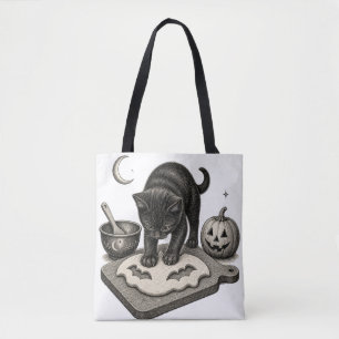 Black Cat Halloween Baking Tote Bag