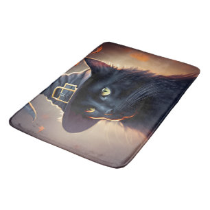 Black Cat Halloween Bath Mat
