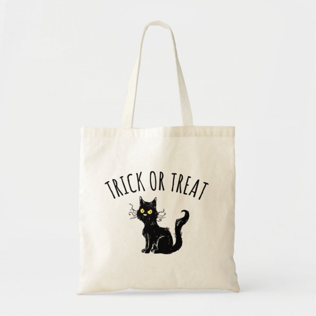 Black Cat Halloween Budget Tote Bag (Front)