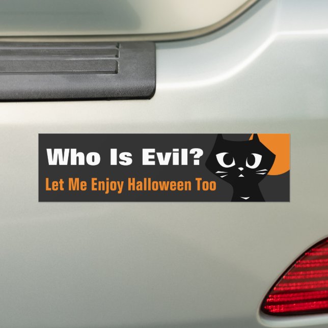 Black Cat Halloween Bumper Sticker (On Car)