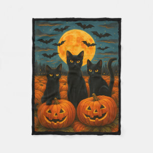 Black Cat Halloween Cat Lovers Starry Night Sky Ca Fleece Blanket