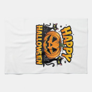 Black Cat Halloween Classic T-Shirt_2 Tea Towel