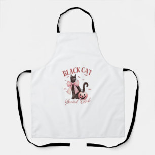 Black Cat Halloween Coquette Social Club Pink Bow Apron