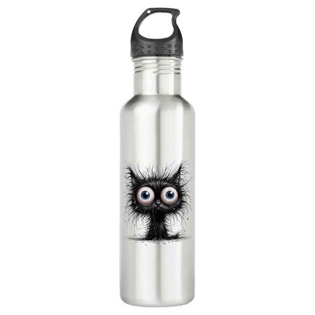 Black Cat Halloween Costume Party Funny Scary Cat  710 Ml Water Bottle (Front)