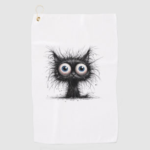 Black Cat Halloween Costume Party Funny Scary Cat Golf Towel