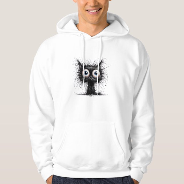 Black Cat Halloween Costume Party Funny Scary Cat  Hoodie (Front)