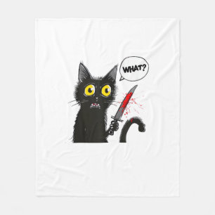 Black Cat Halloween Costume What Funny Cat Lover  Fleece Blanket