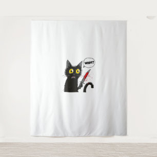 Black Cat Halloween Costume What Funny Cat Lover  Tapestry