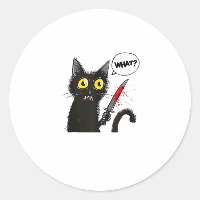 Black Cat Halloween Costume Witchcraft Spider Web  Classic Round Sticker (Front)