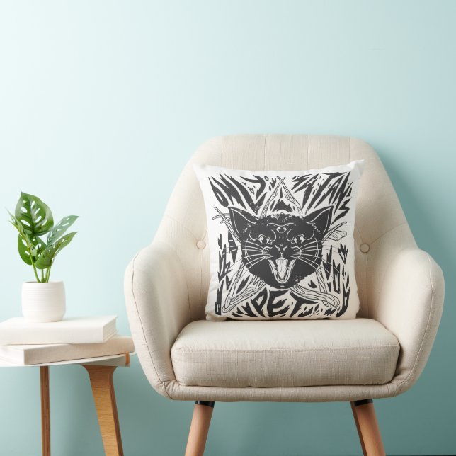 Black Cat Halloween Cushion (Chair)