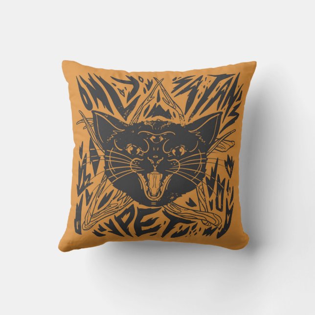 Black Cat Halloween Cushion (Back)