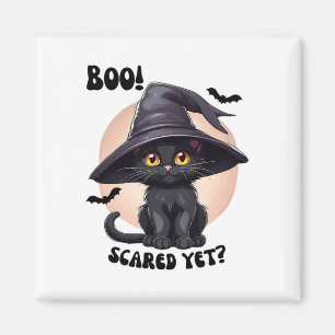 Black Cat Halloween Cute Vintage Black Kitten Boo Magnet