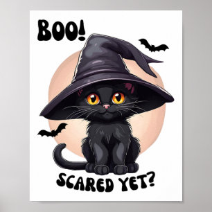 Black Cat Halloween Cute Vintage Black Kitten Boo Poster