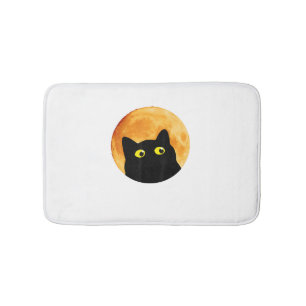 Black Cat Halloween Design Funny Cat Halloween  Bath Mat