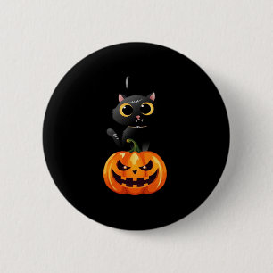 Black Cat Halloween Design � Spooky Pumpkin Art fo 6 Cm Round Badge