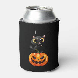 Black Cat Halloween Design � Spooky Pumpkin Art fo Can Cooler