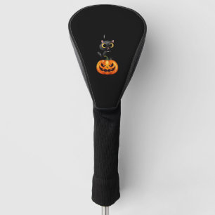 Black Cat Halloween Design – Spooky Pumpkin Art fo Golf Head Cover