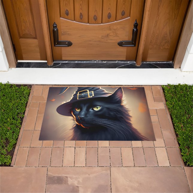 Black Cat Halloween Doormat (Outdoor)