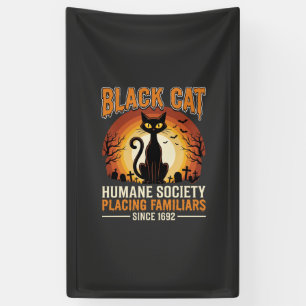 Black Cat Halloween Familiar Vintage Graveyard Des Banner