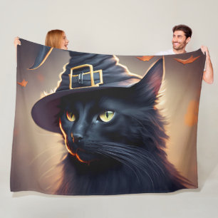 Black Cat Halloween Fleece Blanket