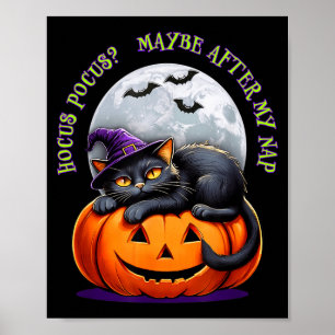 Black Cat Halloween Funny Pumpkin Costume Gift  Poster