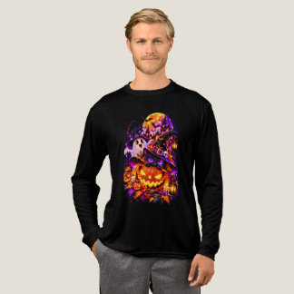 Black Cat Halloween Ghost Tri-Blend Shirt