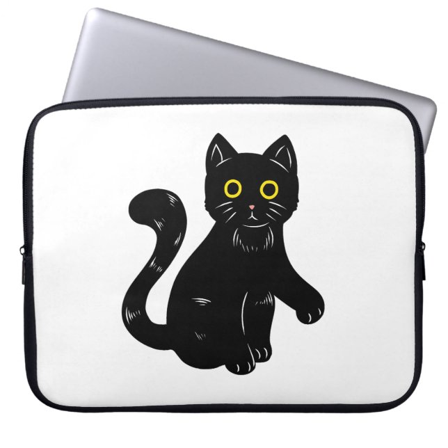 Black cat Halloween kids T-Shirt Laptop Sleeve (Front)