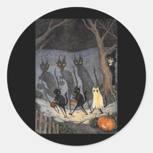Black Cat Halloween Men Women Classic Round Sticker