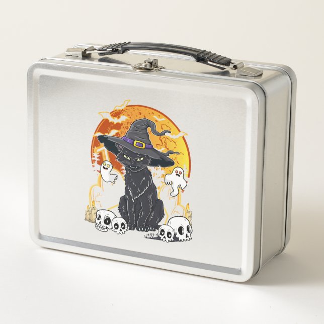 Black Cat Halloween   Metal Lunch Box (Front)