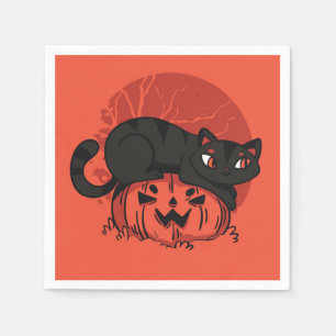 Black Cat Halloween Napkin